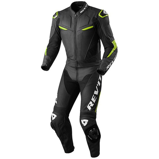 Entire suit Motorcycle Racing Leather Rev'it Masaru 2pc Black Green