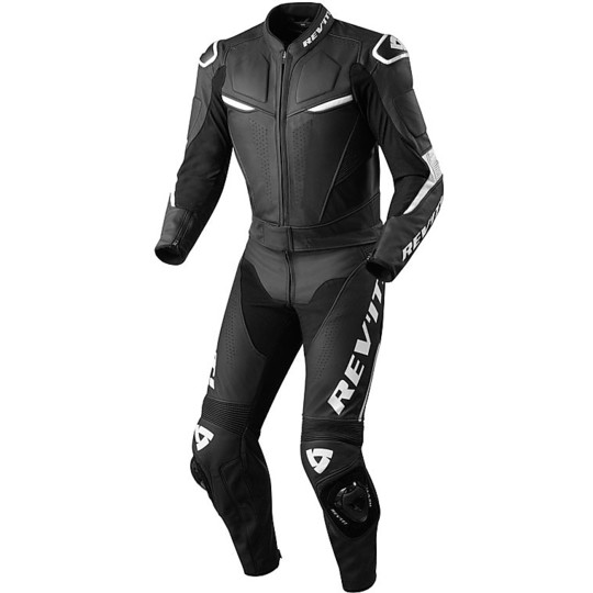 Entire suit Motorcycle Racing Leather Rev'it Masaru 2pc Black White