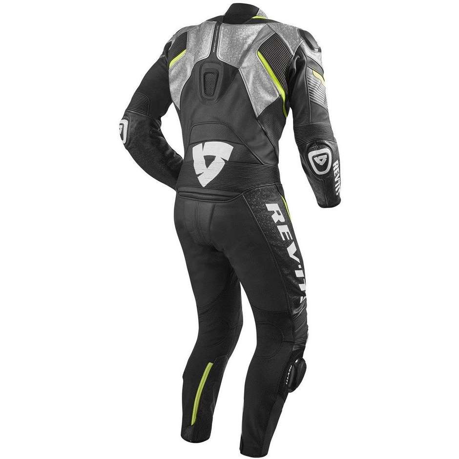 Entire suit Motorcycle Racing Leather Rev'it  SPITFIRE 1pc Silver Fluorescent Yellow