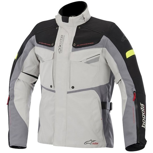 Fabric Motorcycle Jacket Alpinestars BOGOTA 'Drystar Jacket Grey Black Yellow Fluo