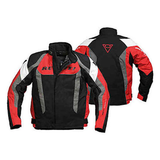 Fabric Motorcycle Jacket Rev'it Liteon Black Red Waterproof For