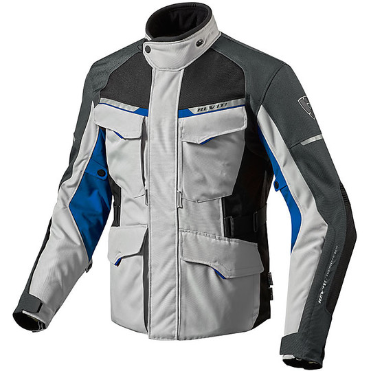 Fabric Motorcycle Jacket Rev'it OUTBACK 2 Silver Blue