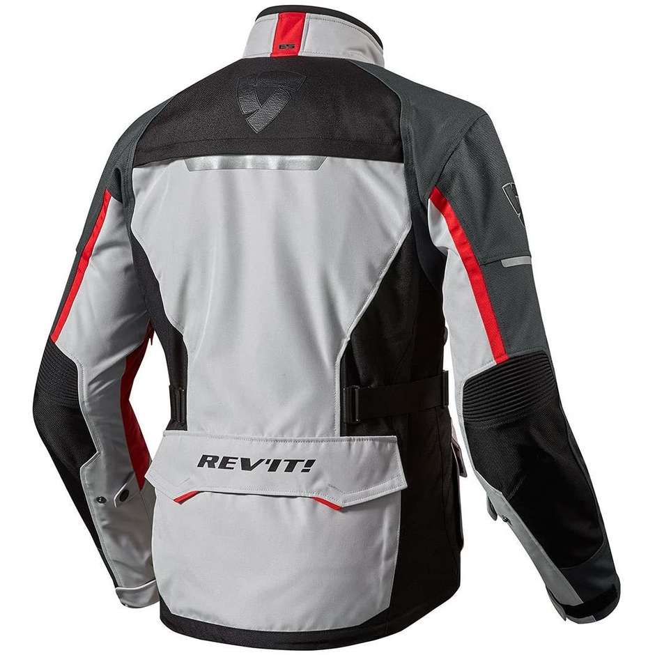 Fabric Motorcycle Jacket Rev'it OUTBACK 2 Silver Red