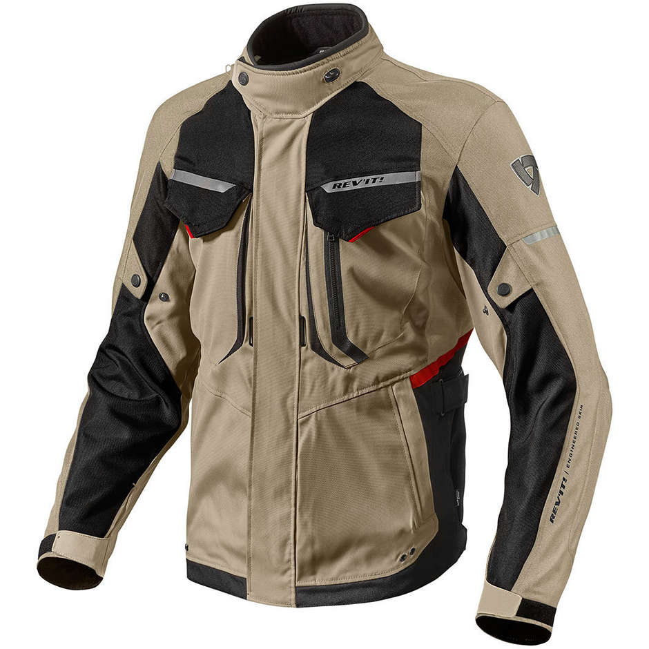 Fabric Motorcycle Jacket Rev'it SAFARI 2 Black Sand