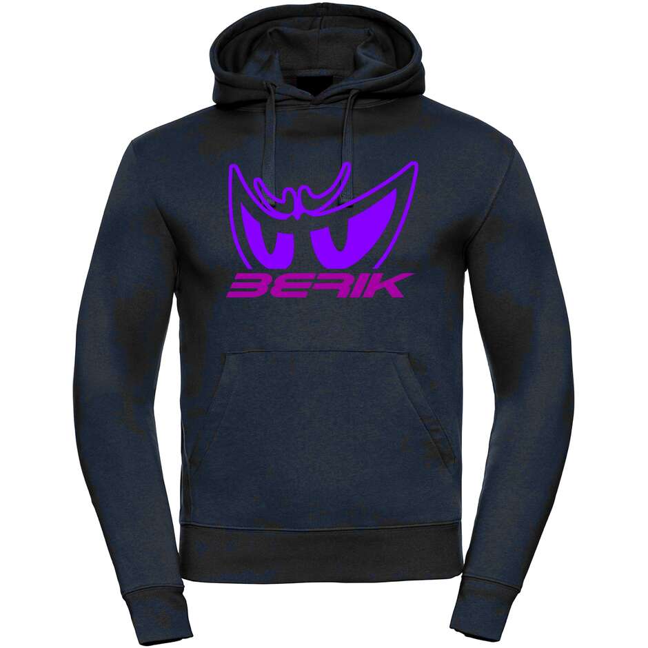 Felpa Berik 2.0 Con Cappuccio FC Dual Blu Navy 07 Stampata Con Logo Viola Fucsia