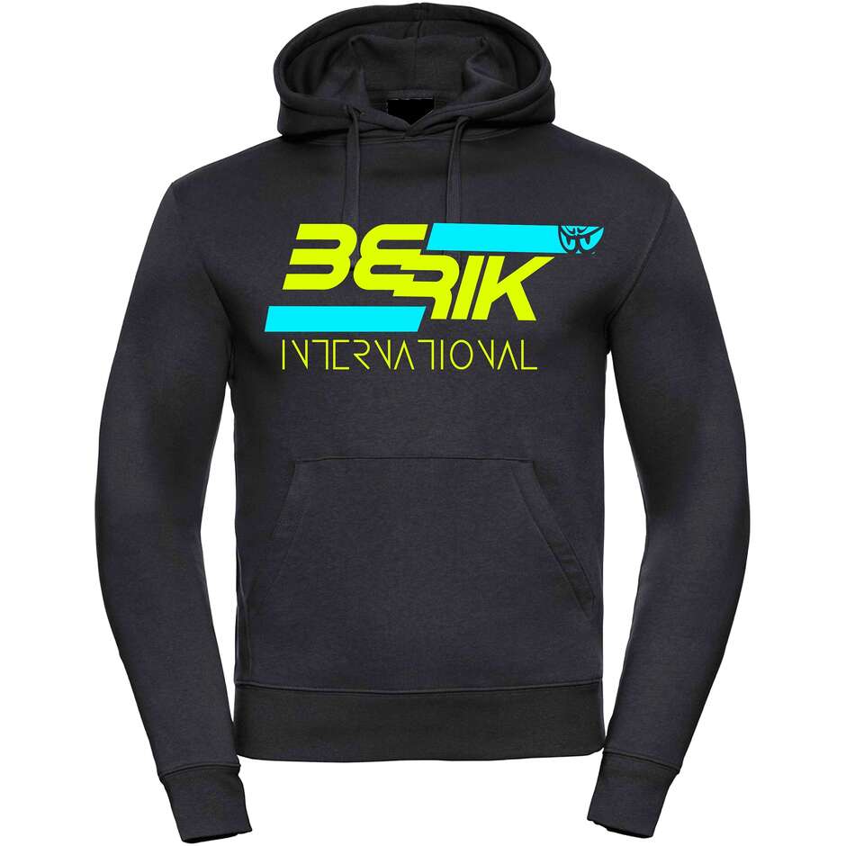 Felpa Berik 2.0 Con Cappuccio FC Dual Nera 01 Stampata Con Logo Gialo Fluo Azzurro