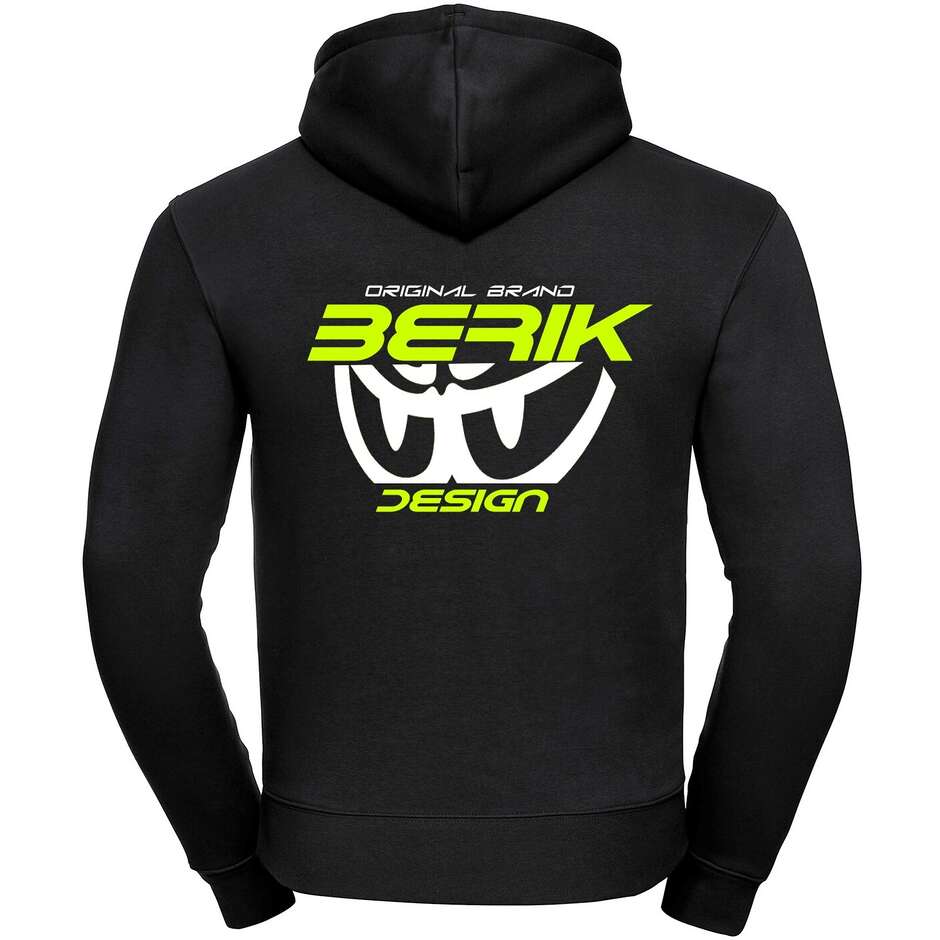 Felpa Berik 2.0 Con Cappuccio FC Dual Nera 09 Stampata Con Logo Giallo Fluo Bianco