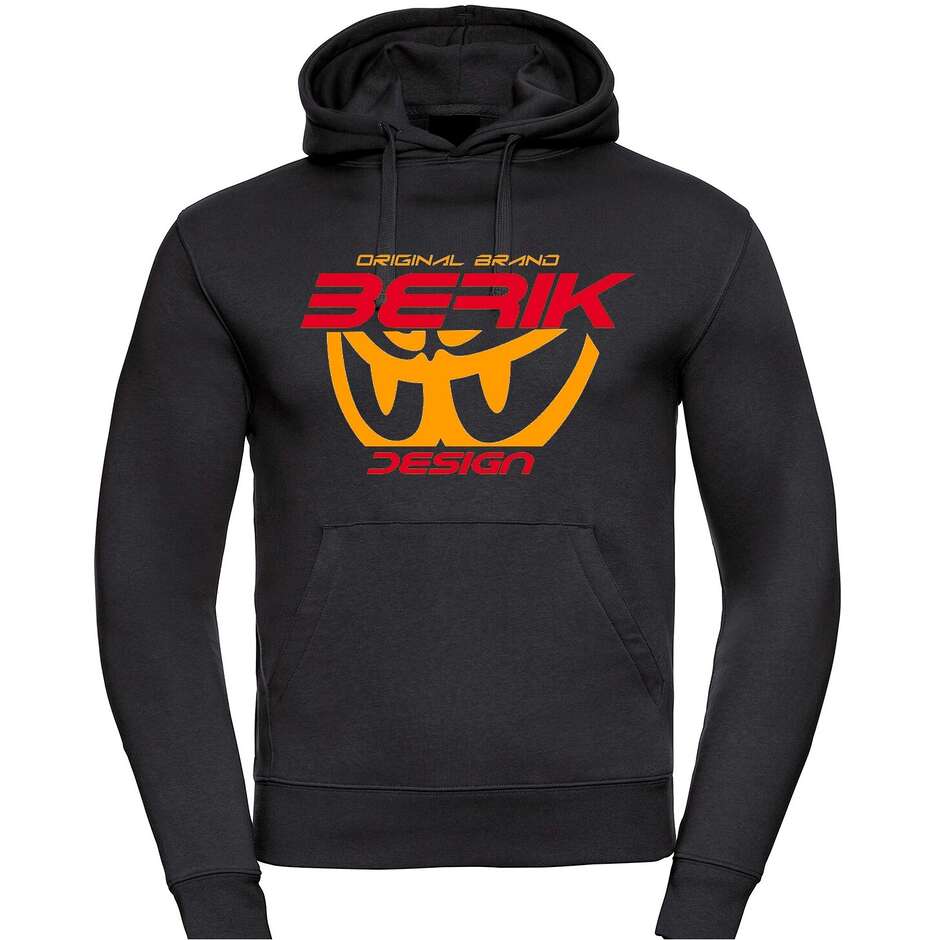 Felpa Berik 2.0 Con Cappuccio FC Dual Nera 11 Stampata Con Logo Arancio Rosso