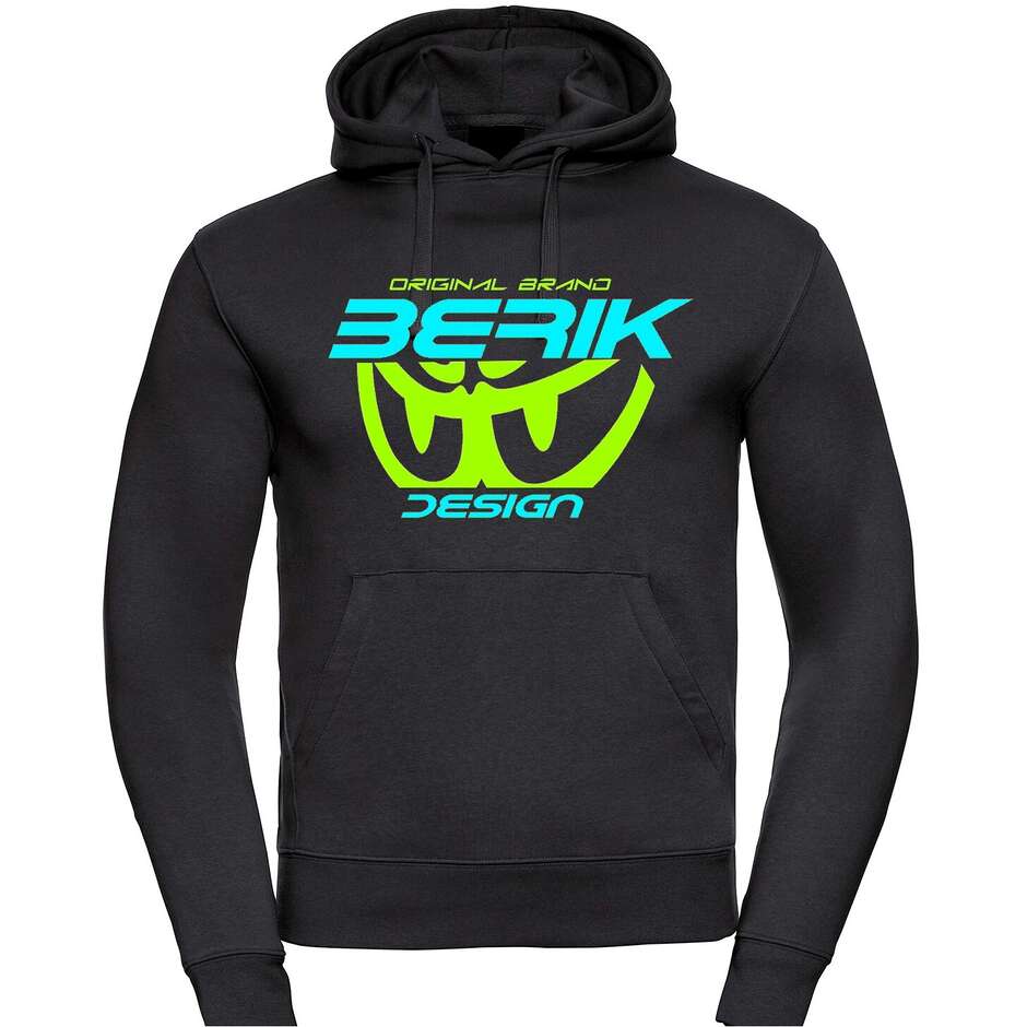 Felpa Berik 2.0 Con Cappuccio FC Dual Nera 11 Stampata Con Logo Celeste Giallo Fluo
