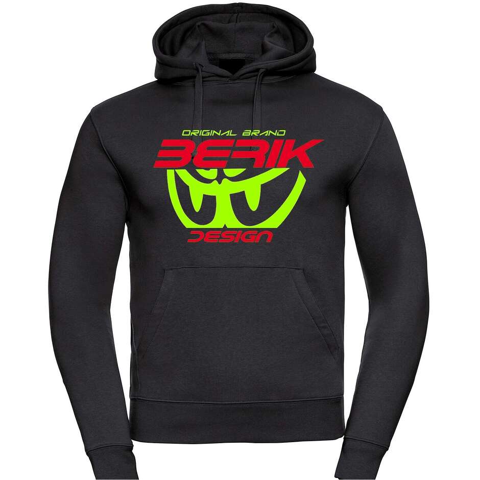 Felpa Berik 2.0 Con Cappuccio FC Dual Nera 11 Stampata Con Logo Rosso Giallo Fluo