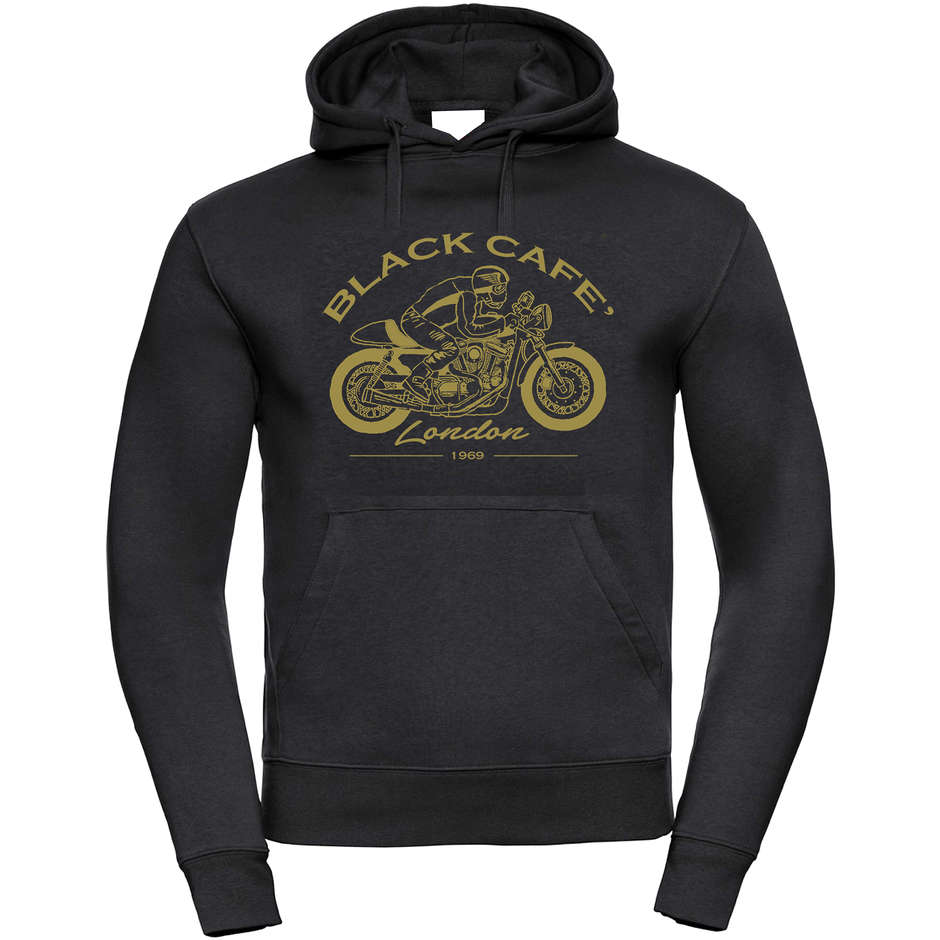 Felpa London 2.0 Con Cappuccio Stampata Nero Oro taglia 2XL
