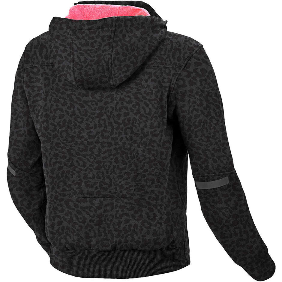 Felpa con cappuccio Moto Donna Macna District Nero Grigio leopard