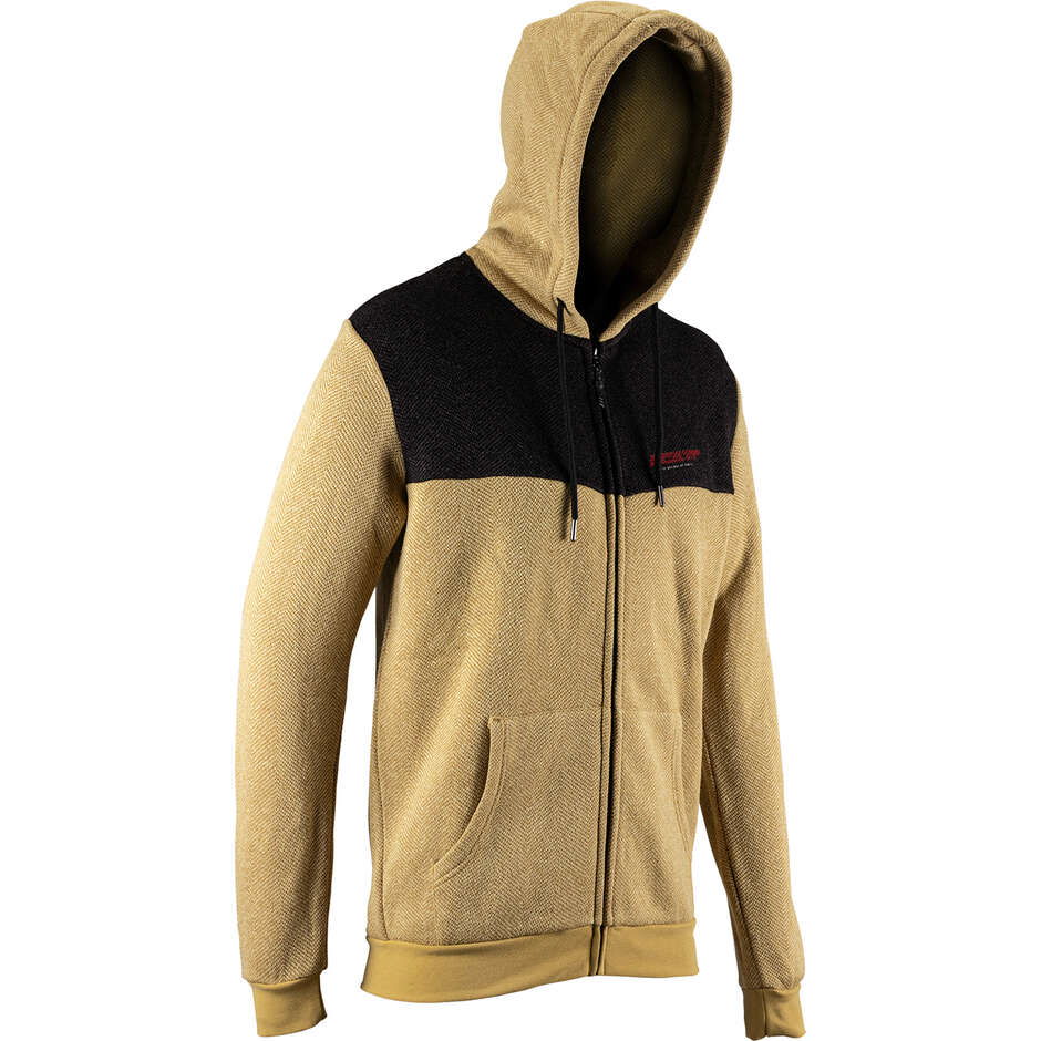 Felpa Leatt Tech con Cappuccio e Zip Integrale Marrone