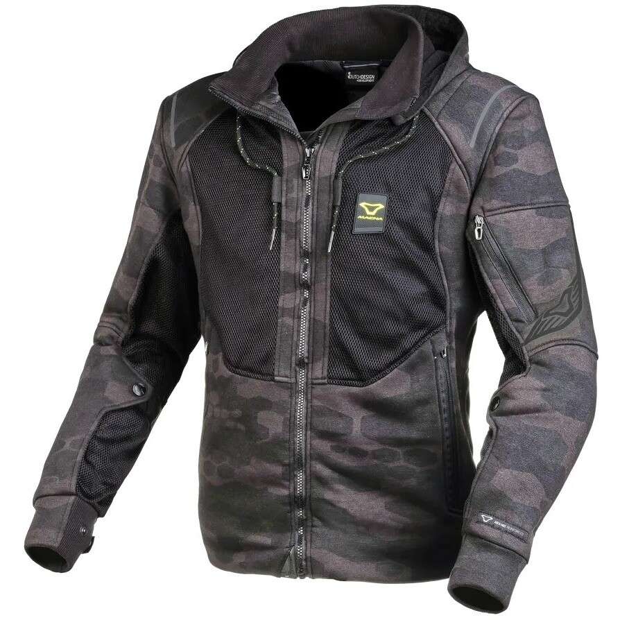 Felpa Moto con cappuccio Breeze Nero Grigio camo taglia XS