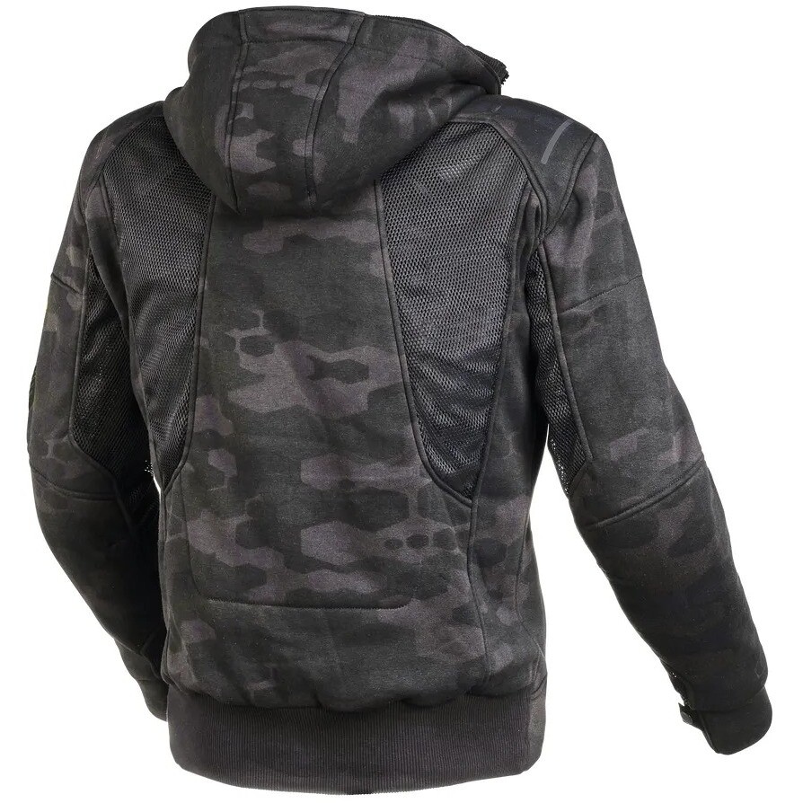 Felpa Moto con cappuccio Macna Breeze Nero Grigio camo
