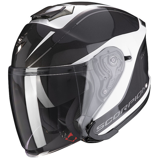Fiberglass Dual Visor Jet Helmet Scorpion EXO-S1 SHADOW White Pearl Silver