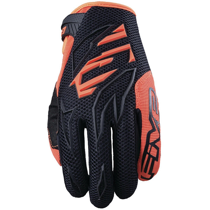 Five MXF3 Children's Motorcycle Gloves Black Orange Fluo