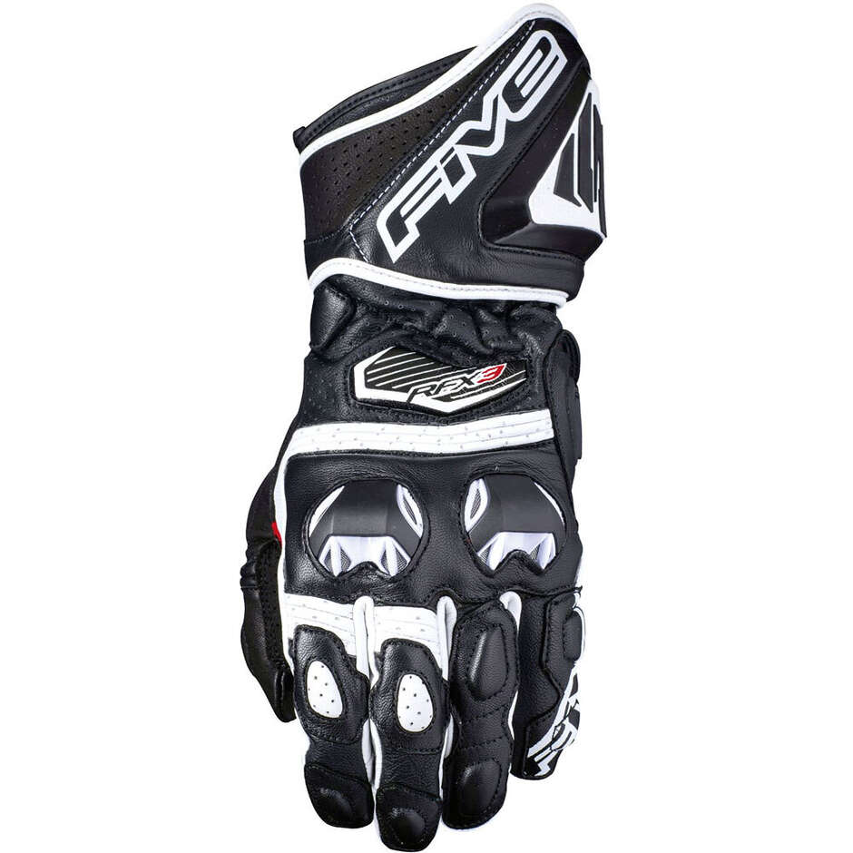 Five RFX3 Black White Motorcycle Gloves