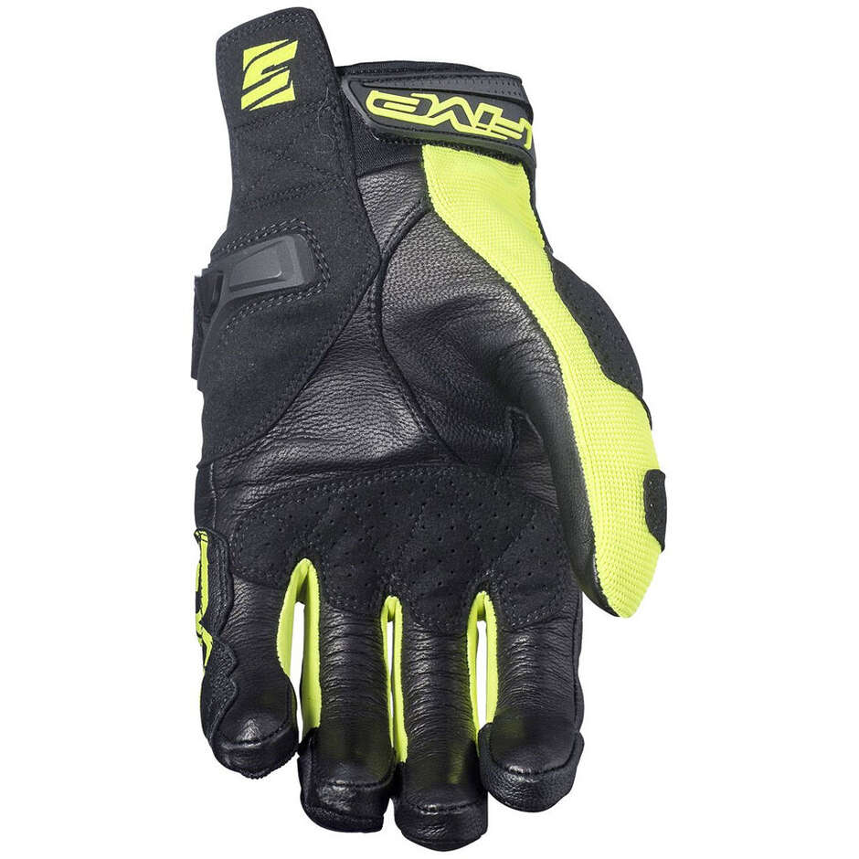 Five SF3 Motorcycle Gloves Black Yellow Fluo