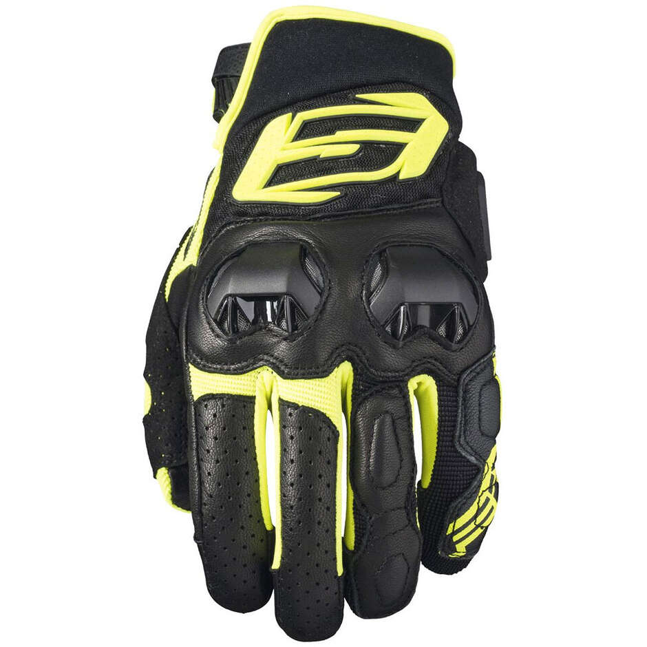 Five SF3 Motorcycle Gloves Black Yellow Fluo