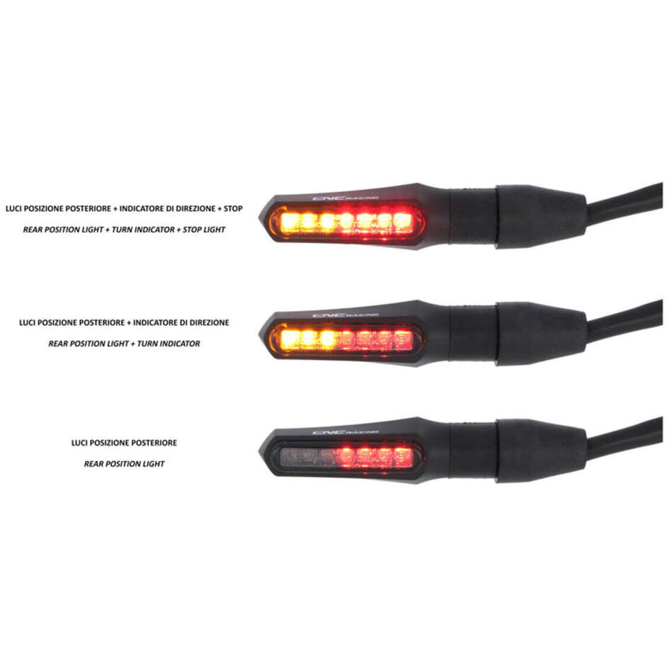 Flèches arrière LED + feu de position et de stop ID019 CNC Racing Noir