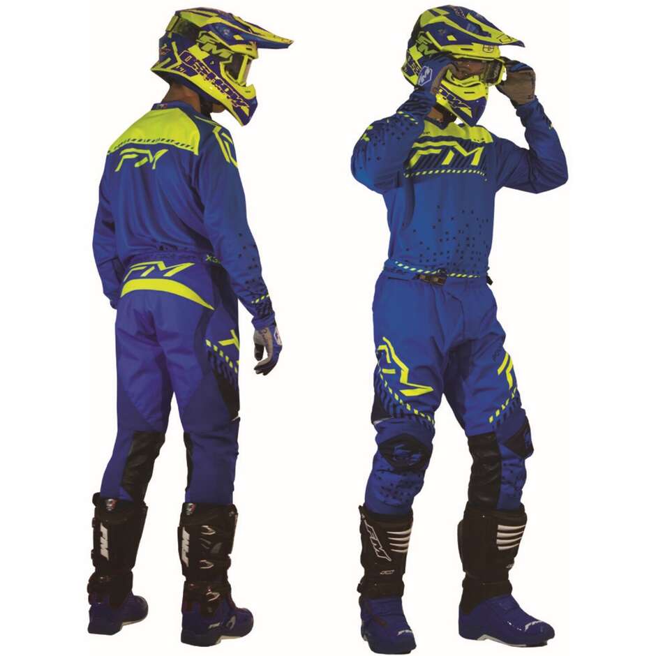 FM Racing X30 POWER Cross Enduro Motorradhose Blau Gelb