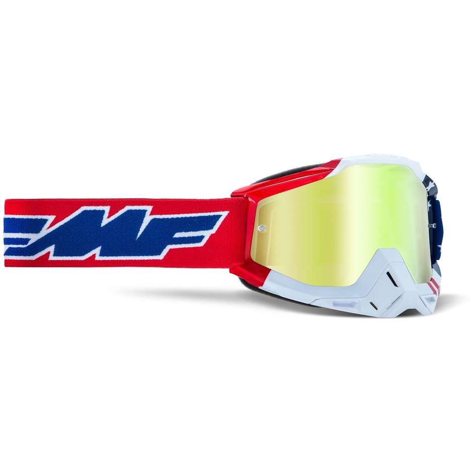 FMF POWERBOMB US of A Cross Enduro Motorcycle Mask Gold Mirror Lens