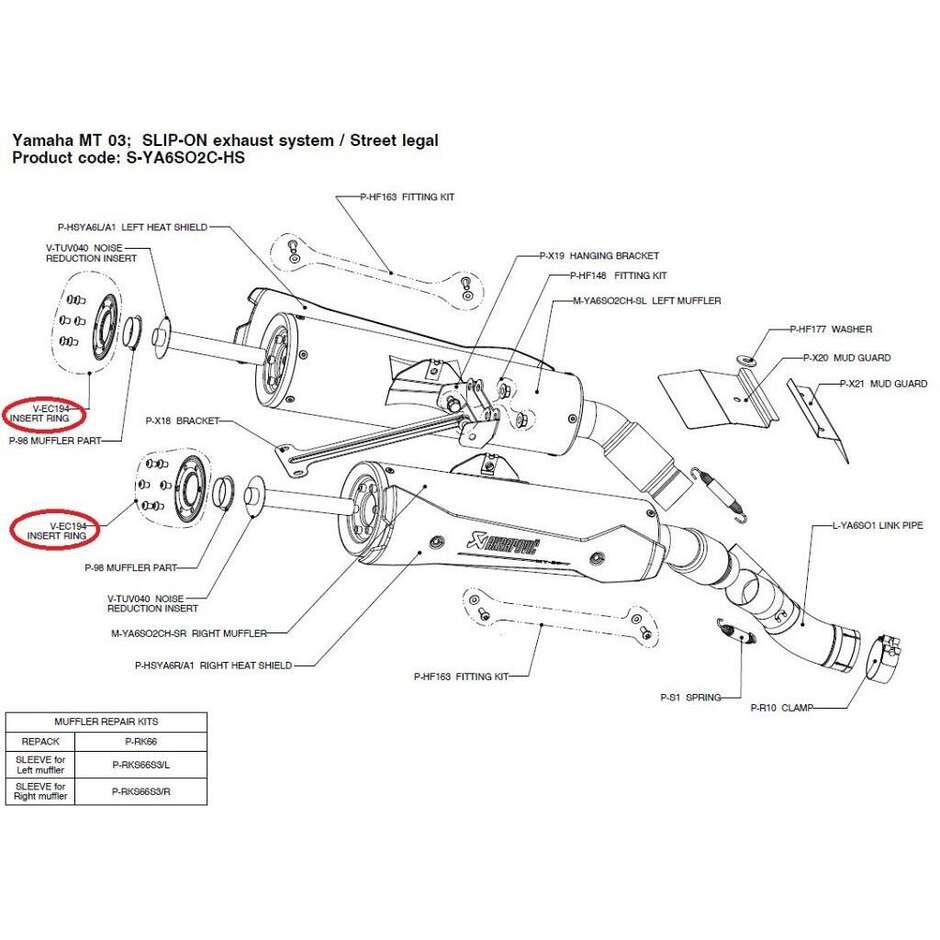 Fondello Scarico Akrapovic V-EC194 taglia unica