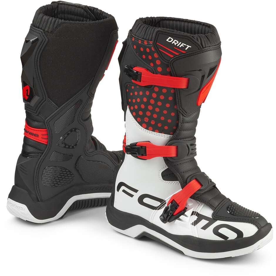 Forma DRIFT Kinder MX Trial Motorradstiefel Schwarz Rot Weiß