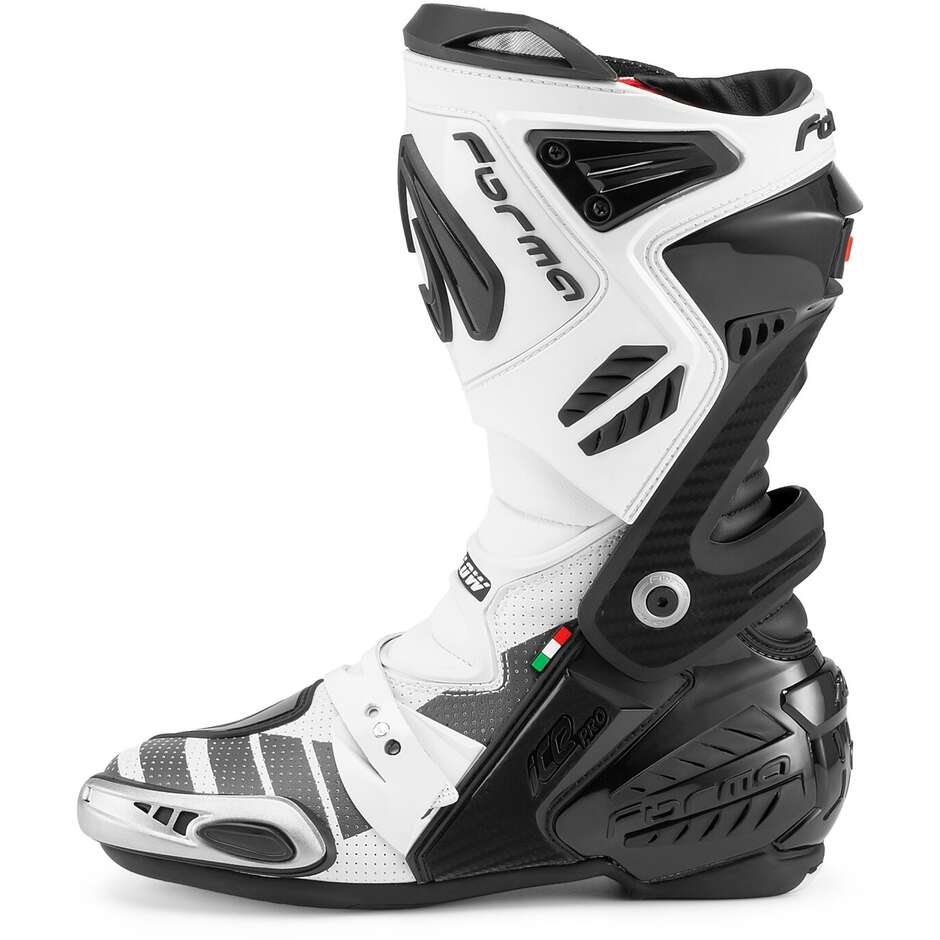 Bottes de moto de course Forma ICE PRO Flow, noir et blanc