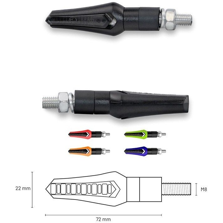 Frecce Moto TAAC FR05 a LED - 5 Cover intercambiabili - Lent taglia un