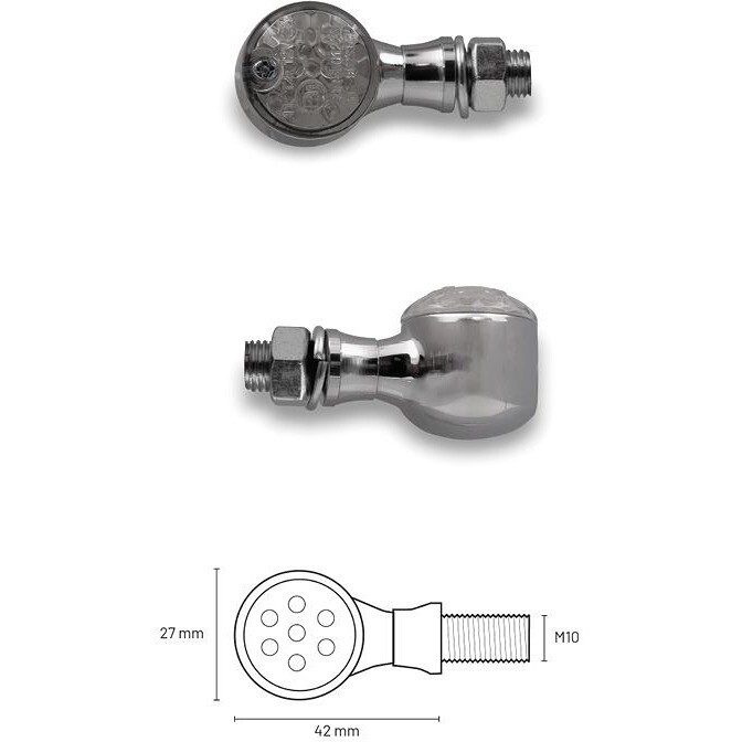 Frecce Moto TAAC FR16 a LED Cromate - Lente Fumè taglia unica