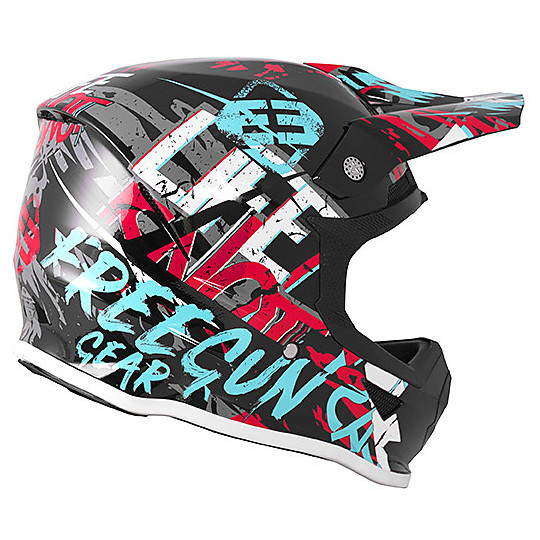 Freegun XP4 MANIAC Cross Enduro Motorcycle Helmet Black Turquoise Pink