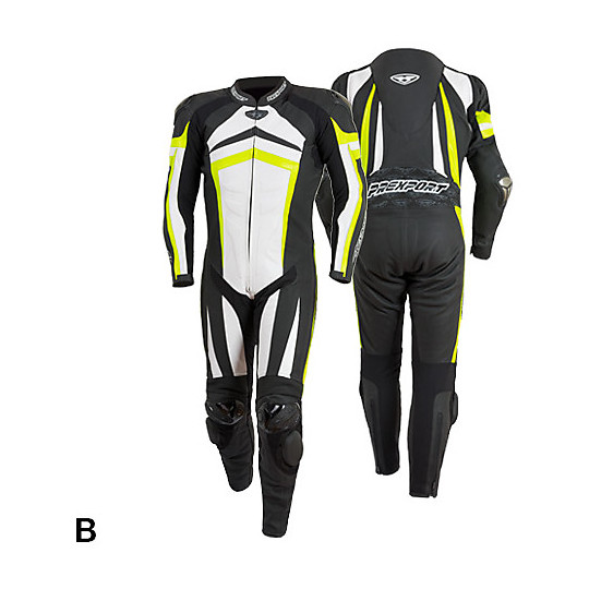 Full 1pcs Motorcycle Suit In Prexport Monza Professional Leather Black White Yellow Fluo