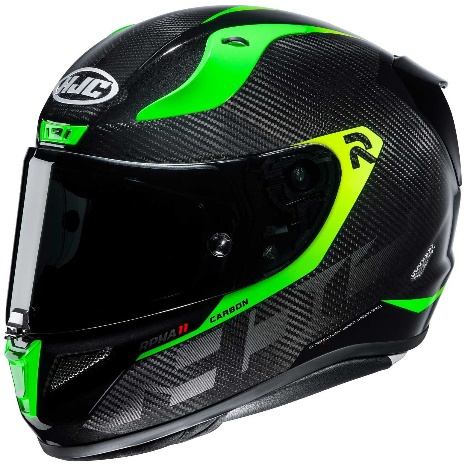 Full Carbon Motorcycle Helmet HJC RPHA 11 Carbon BLEER MC4H Green