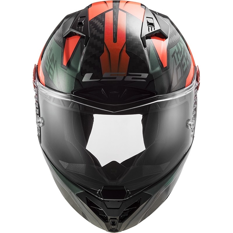 Full Carbon Motorcycle Helmet Ls2 FF805 THUNDER C Chase Green Orange