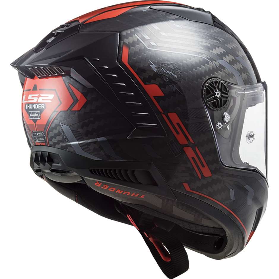 Full Carbon Motorcycle Helmet Ls2 FF805 THUNDER C SPUTNIK Red Metal Glossy -06