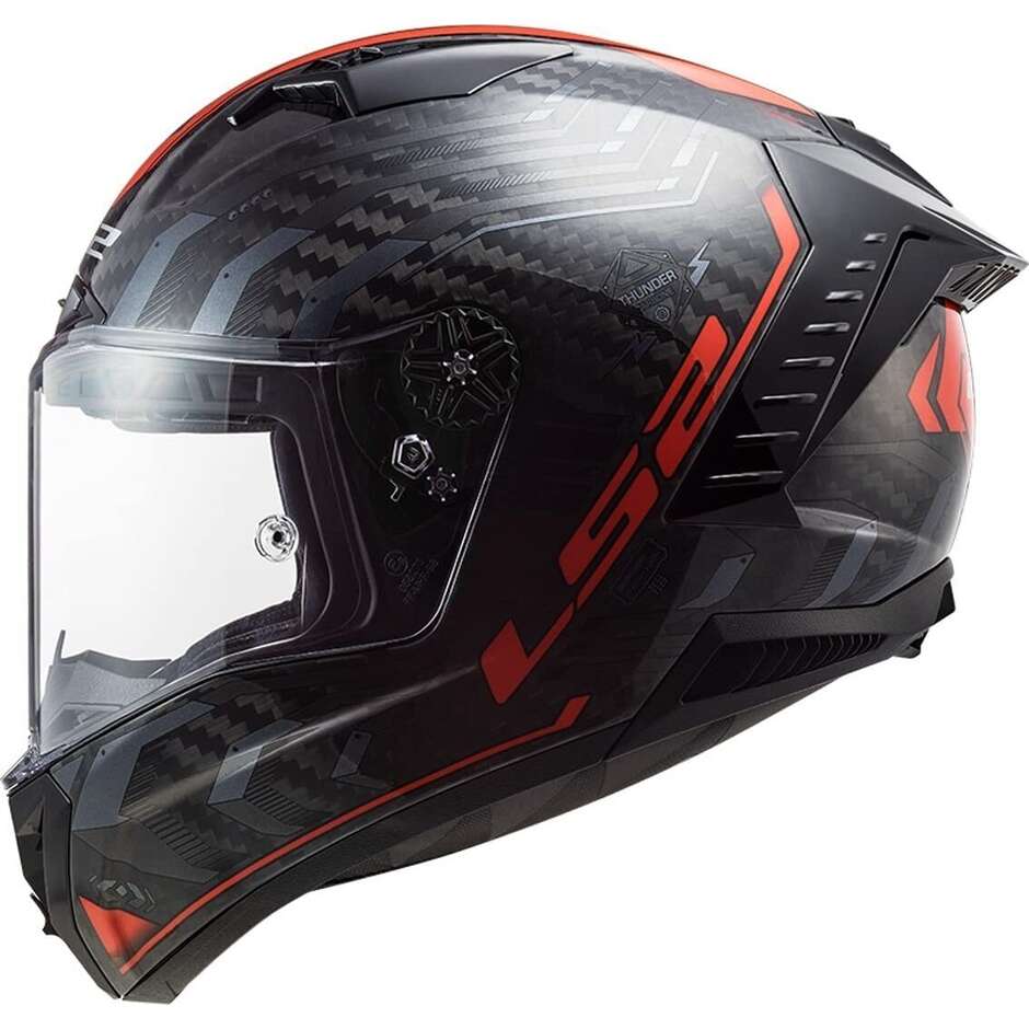 Full Carbon Motorcycle Helmet Ls2 FF805 THUNDER C Sputnik Red Metal