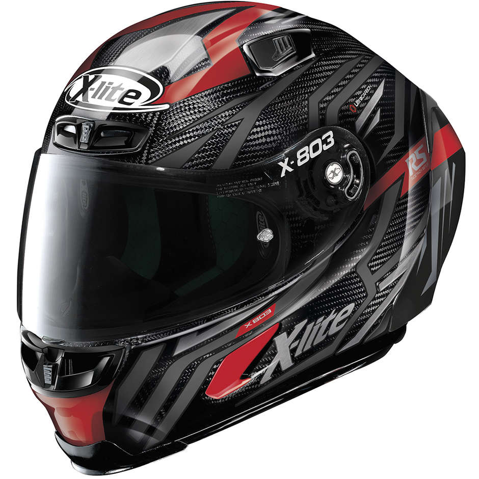 Full Carbon Motorcycle Helmet X-Lite X-803 RS UC DECEPTION 076 Red