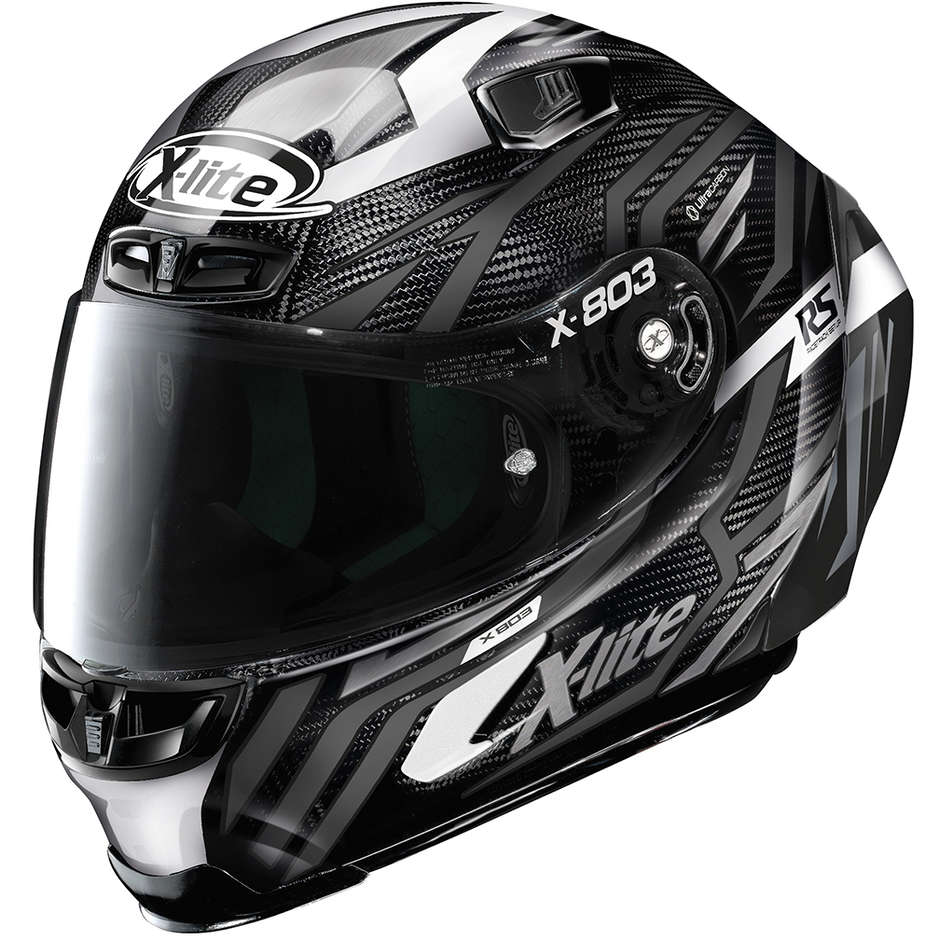 Full Carbon Motorcycle Helmet X-Lite X-803 RS UC DECEPTION 077 White