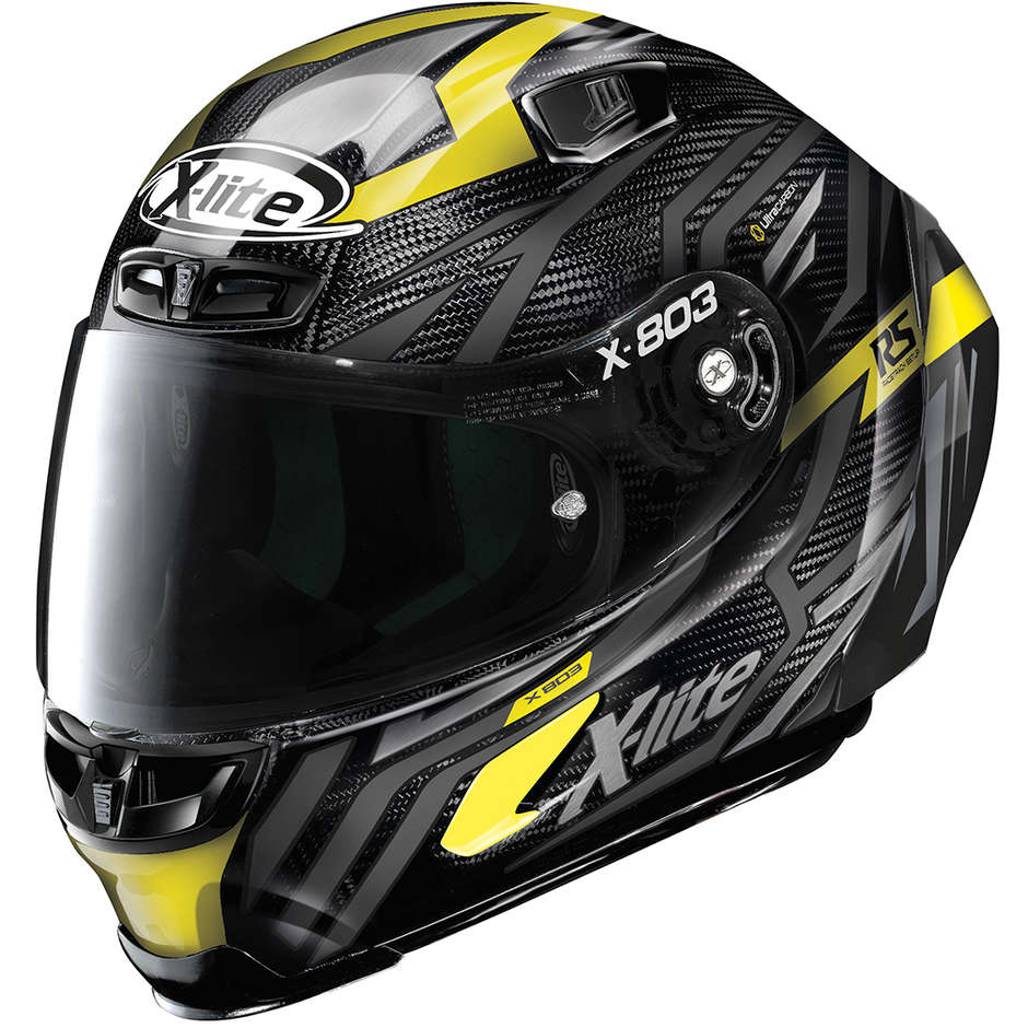 Full Carbon Motorcycle Helmet X-Lite X-803 RS UC DECEPTION 078 Fluo Yellow