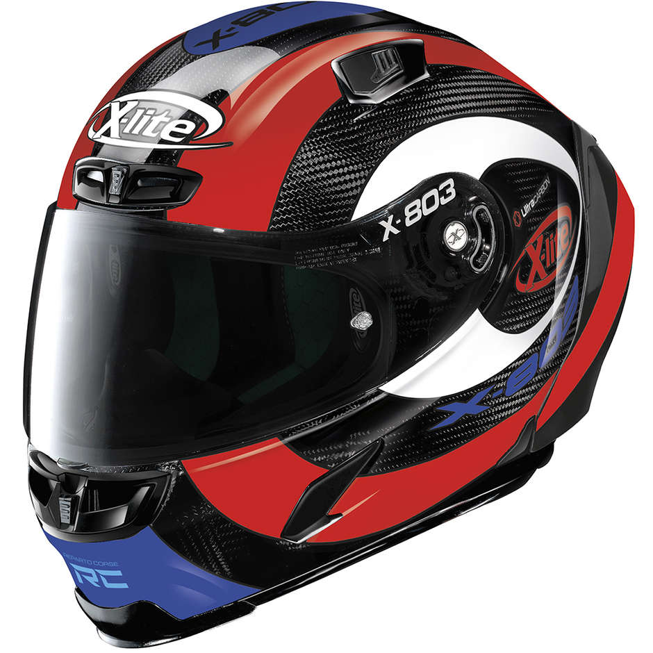 Full Carbon Motorcycle Helmet X-Lite X-803 RS UC HATTRICK 072 Red Blue