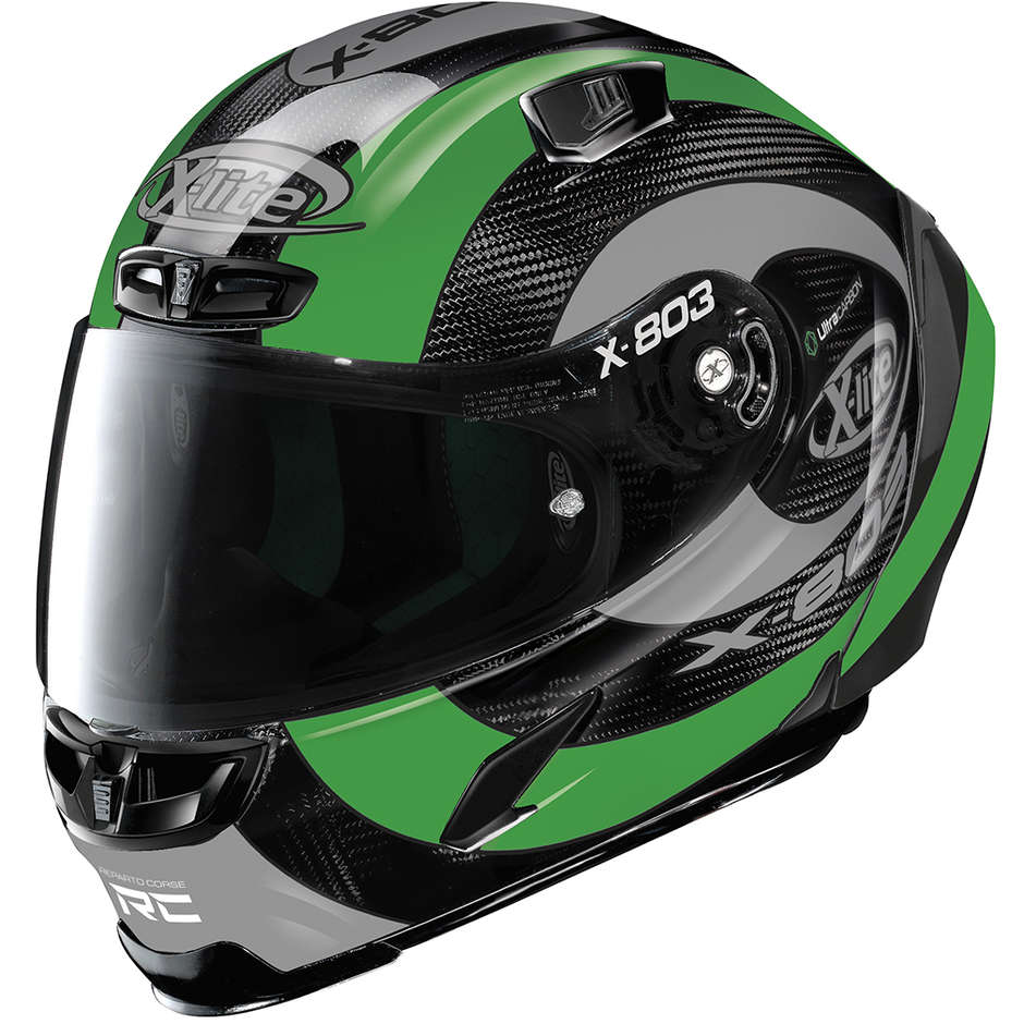 Full Carbon Motorcycle Helmet X-Lite X-803 RS UC HATTRICK 075 Green