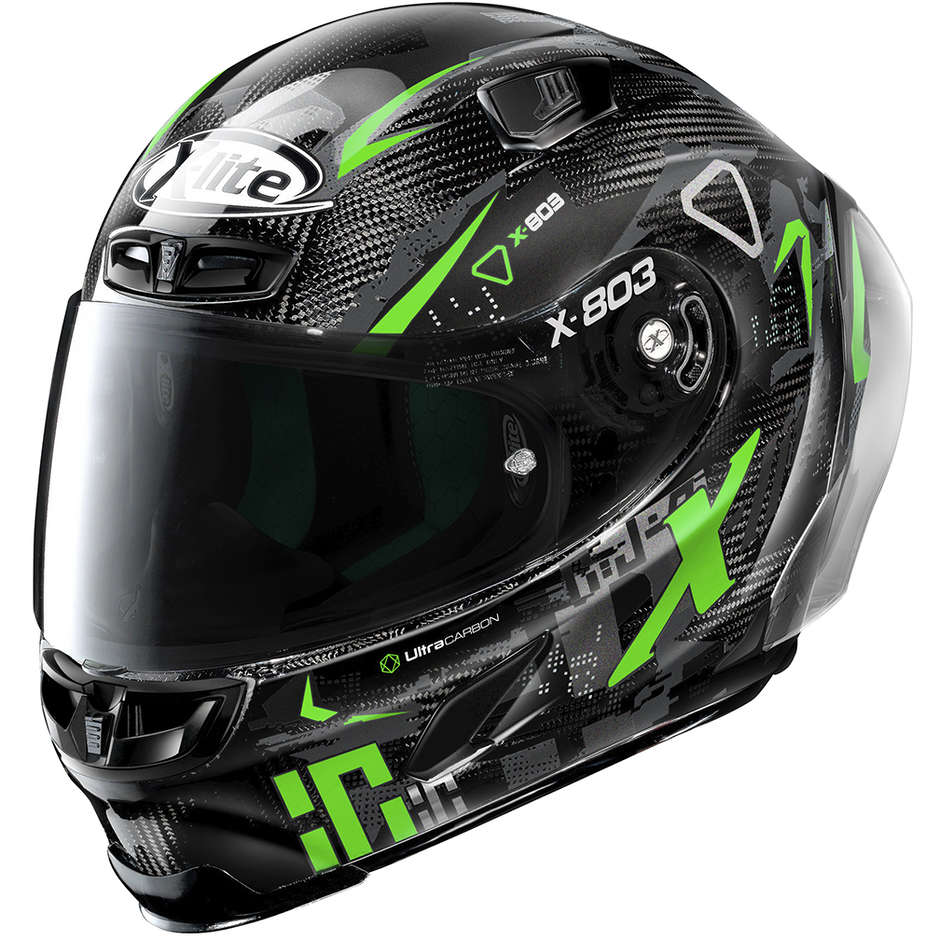 Full Carbon Motorcycle Helmet X-Lite X-803 RS Ultra Carbon DARKO 038 Green
