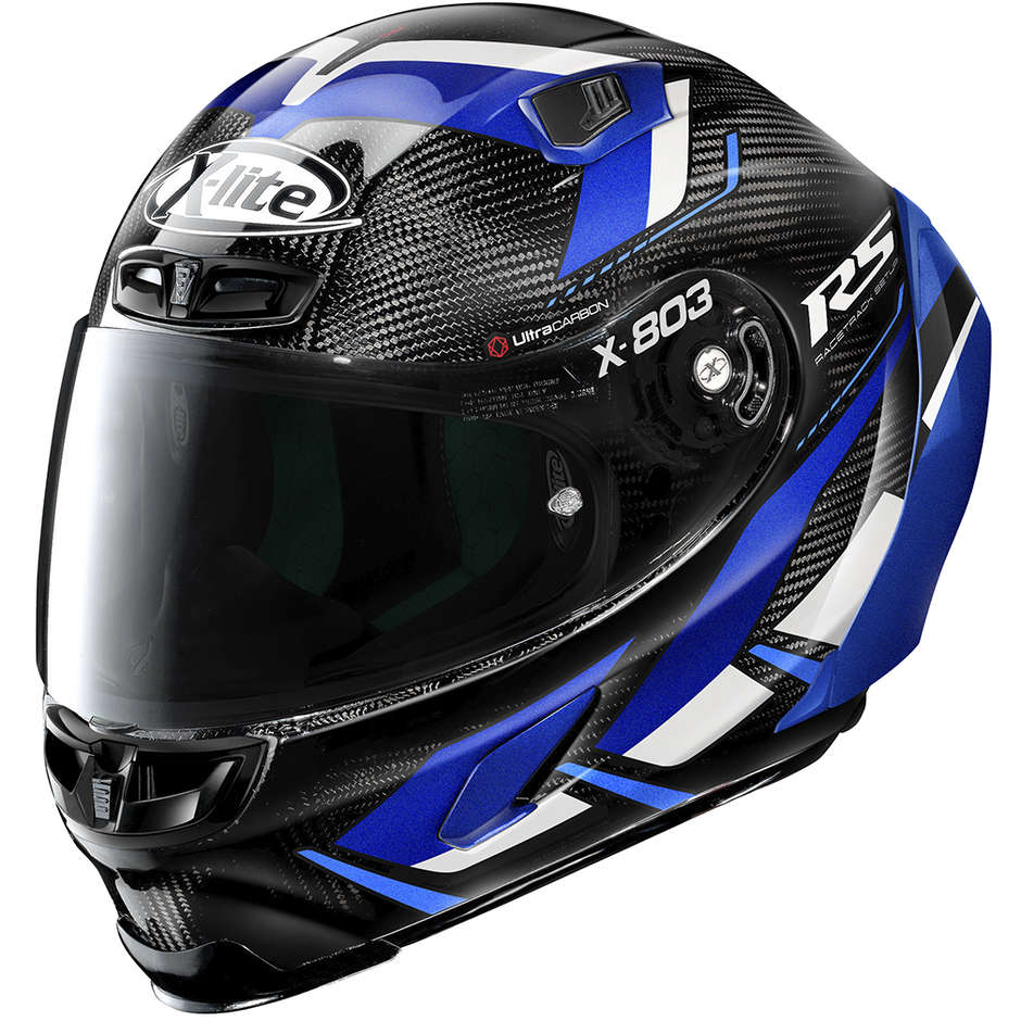 Full Carbon Motorcycle Helmet X-Lite X-803 RS Ultra Carbon MOTORMASTER 053 Blue