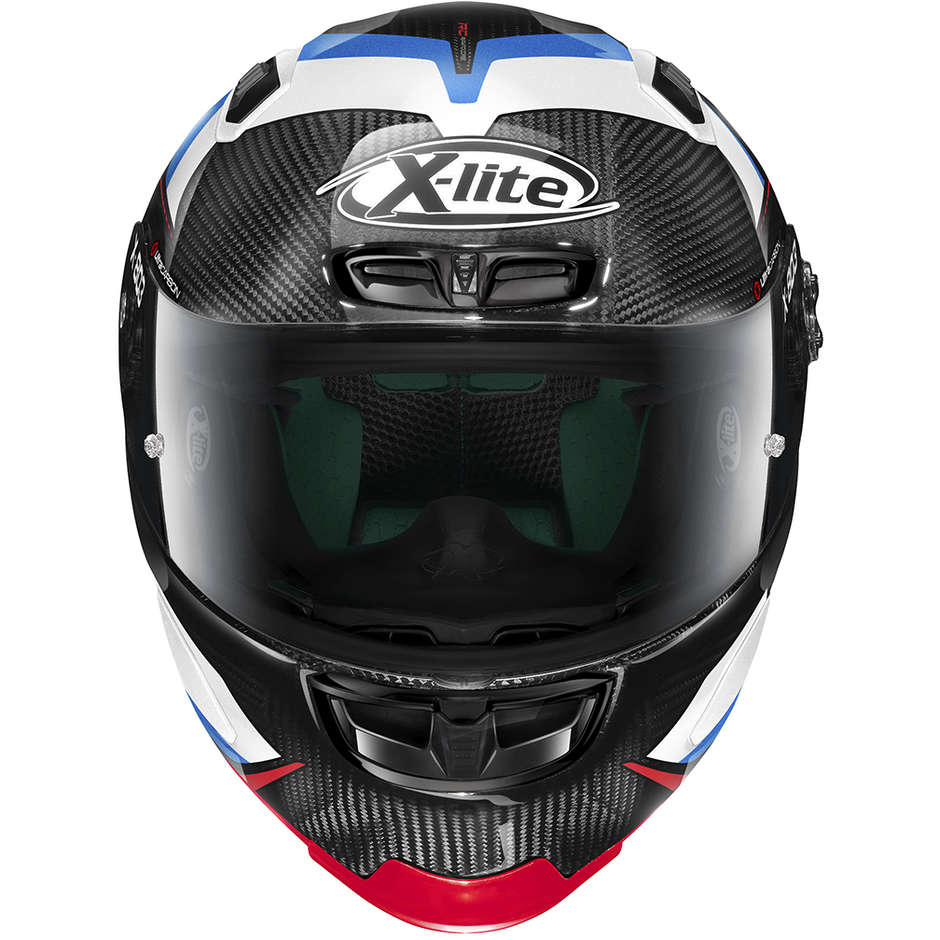 Full Carbon Motorcycle Helmet X-Lite X-803 RS Ultra Carbon MOTORMASTER 055 White Blue Red