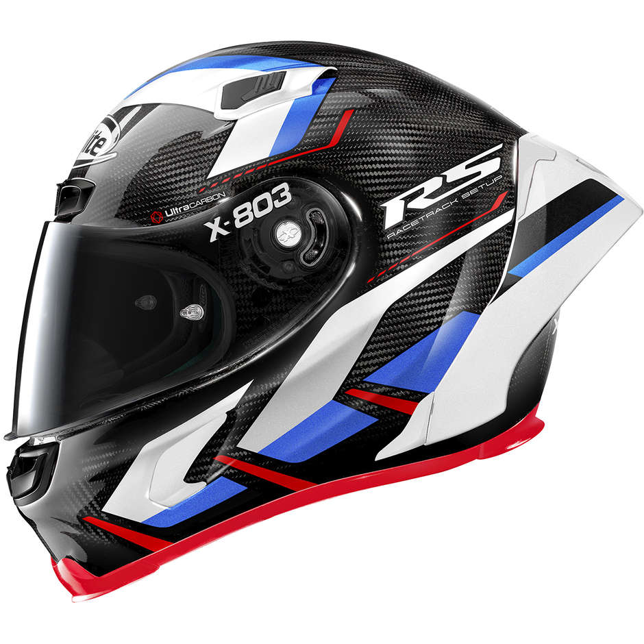 Full Carbon Motorcycle Helmet X-Lite X-803 RS Ultra Carbon MOTORMASTER 055 White Blue Red