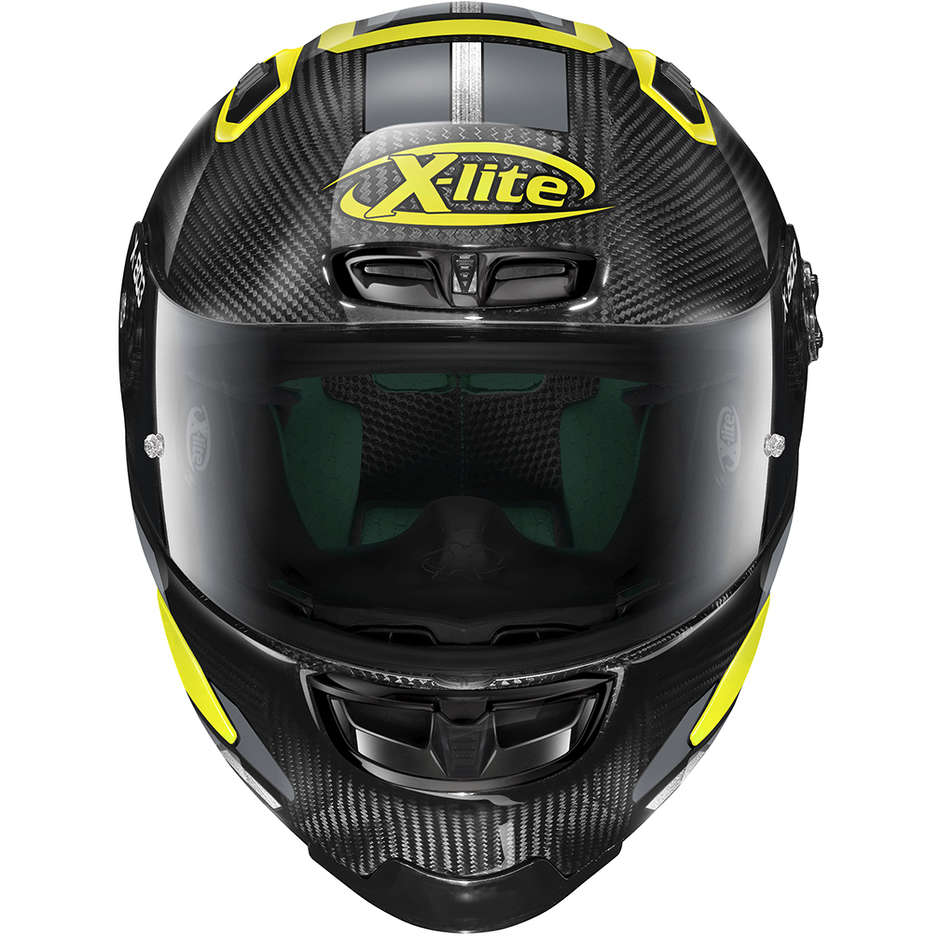 Full Carbon Motorcycle Helmet X-Lite X-803 RS Ultra Carbon SKYWARP 050 Yellow