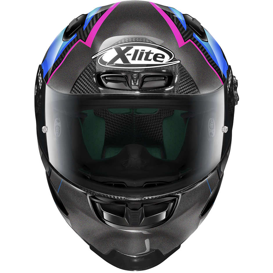 Full Carbon Motorcycle Helmet X-Lite X-803 RS Ultra Carbon TATANKA 043 Blue Pink