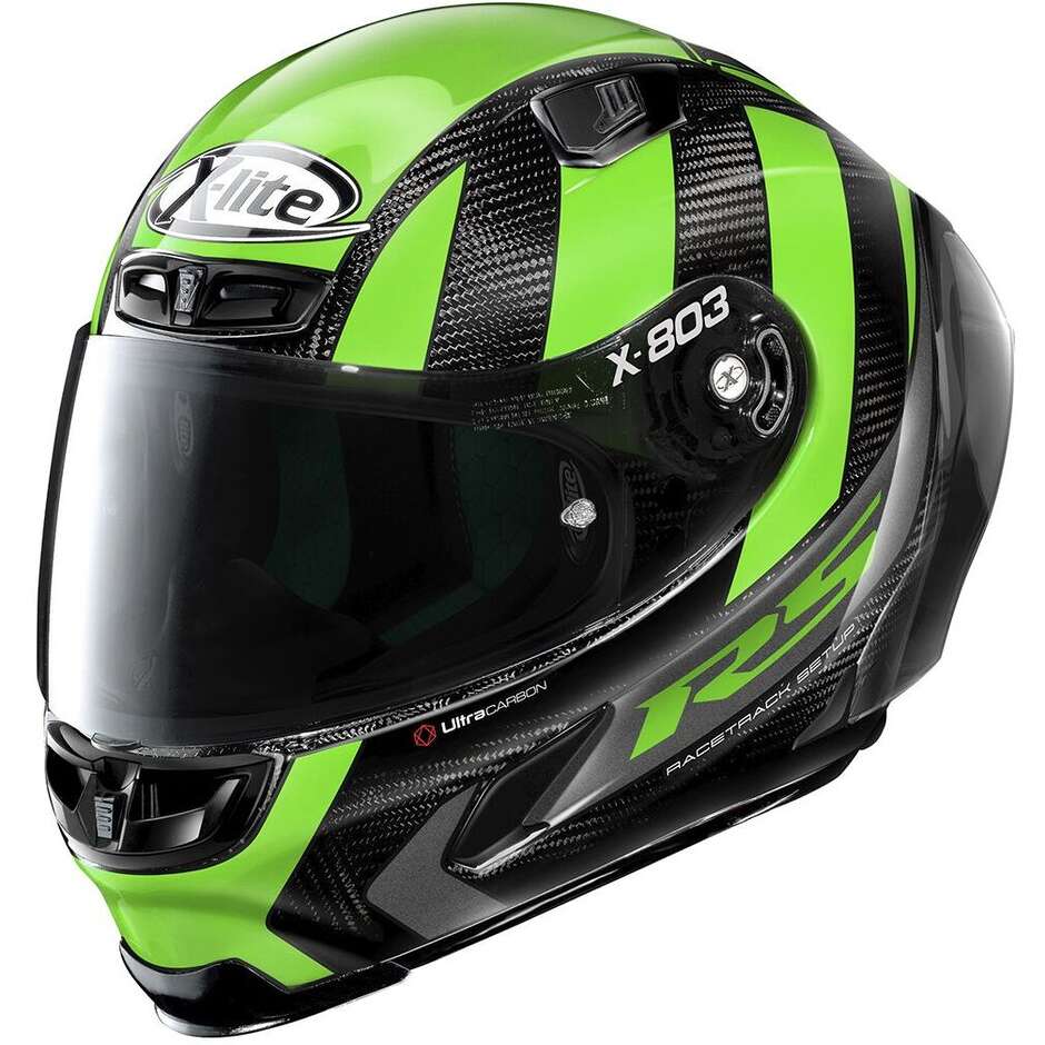 Full Carbon Motorcycle Helmet X-Lite X-803 RS Ultra Carbon WHEELIE 059 Green